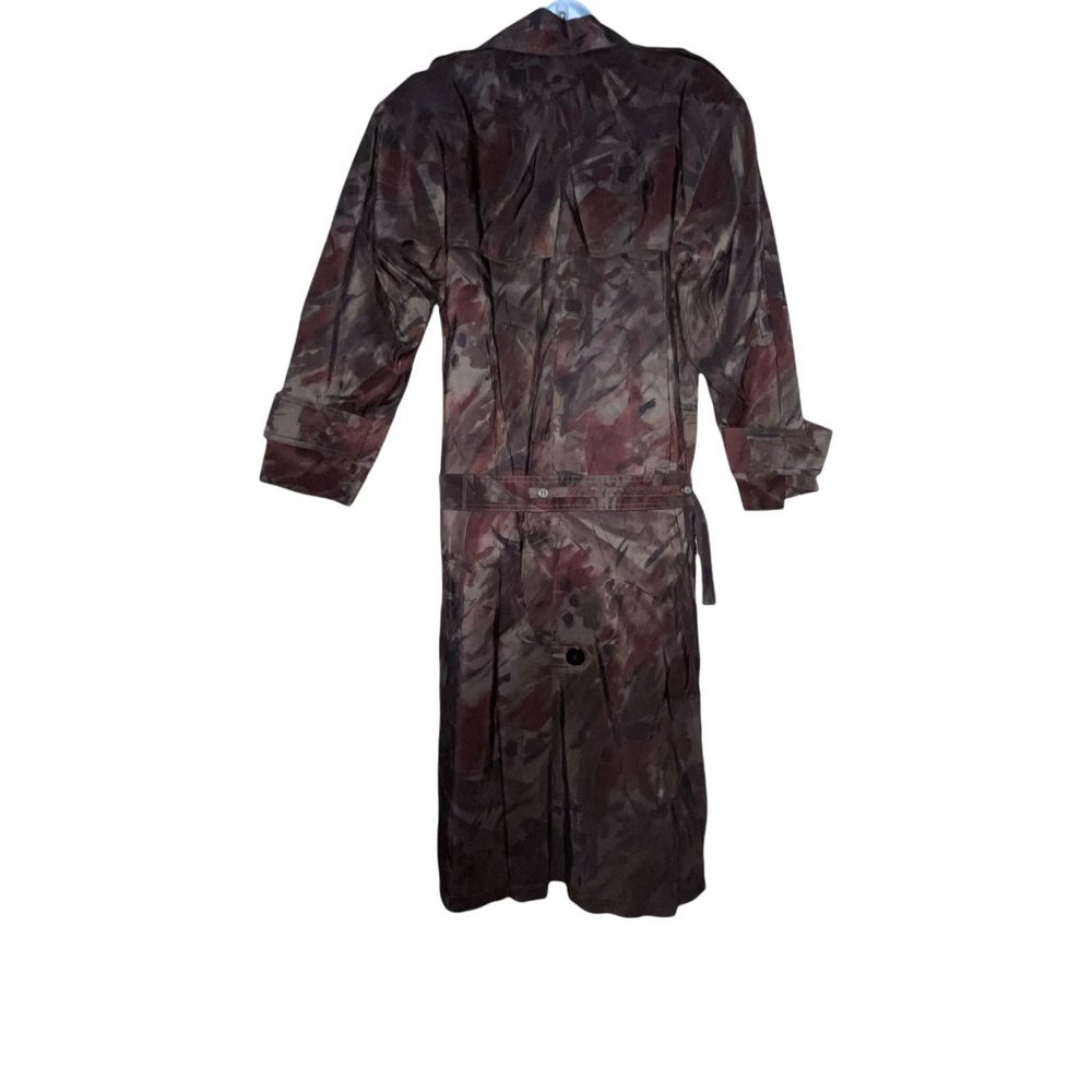 London Fog Vintage 1990's Abstract Wool Lined Long Trench Rain Coat 6 Petite - Picture 5 of 8